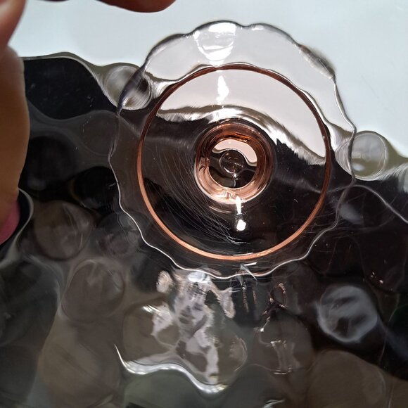 Heisey Yeoman Pink Footed Mayonnaise Bowl Diamond Optic - Picture 8 of 11